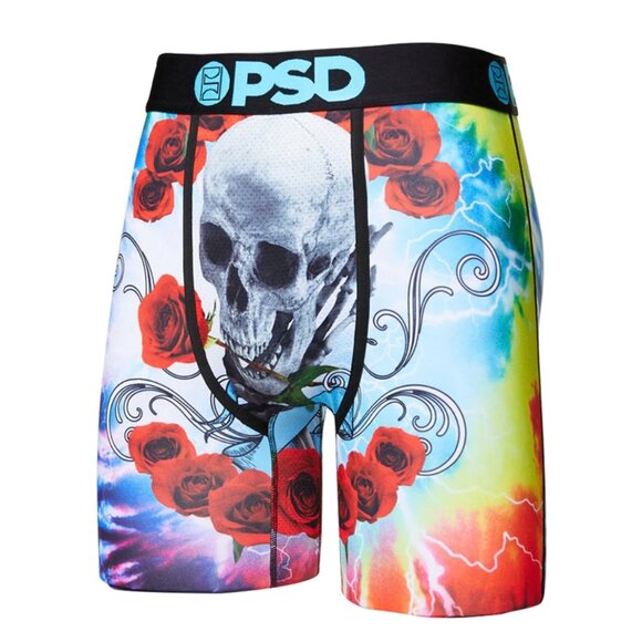 PSD Grateful Trip Skull Roses Tie Dye Mesh Mens Boxer Brief XXL Red Blue Yellow - Picture 5 of 9